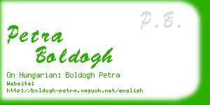 petra boldogh business card